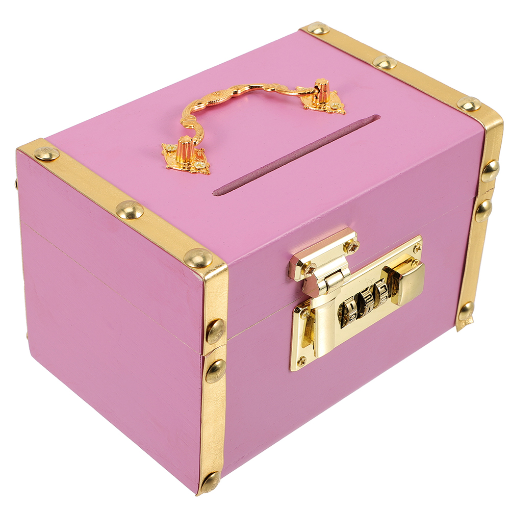 Wooden Piggy Bank Vintage Treasure Storage Box Coin Change Holder with