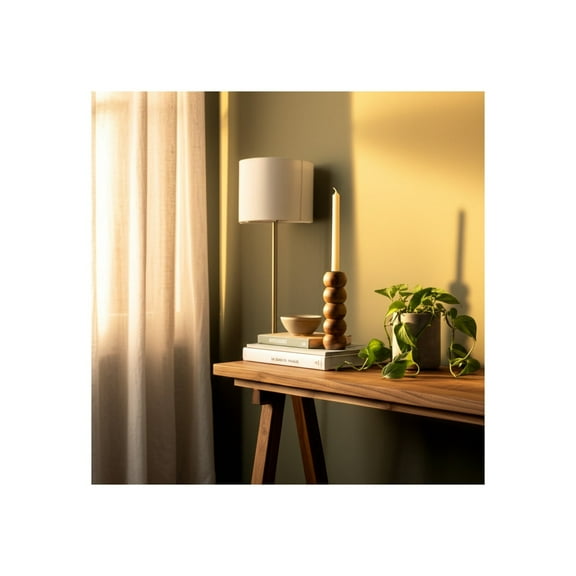 Wooden Pillar Candle Holder - Handcrafted Mango Wood & Iron - Modern Rustic Taper Candle Stand for Home & Office Decor - Casual Style Accent Piece - 8" Brown