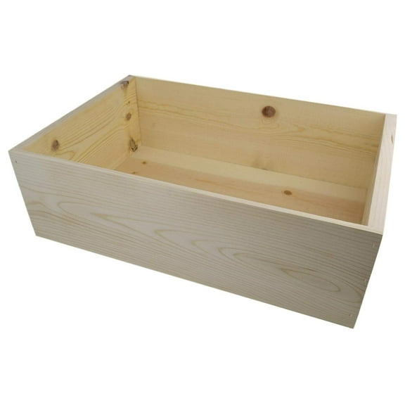 Wooden Pine Box, 20 x 14 x 7 Outside Dimensions, With 2 Piece Bottom