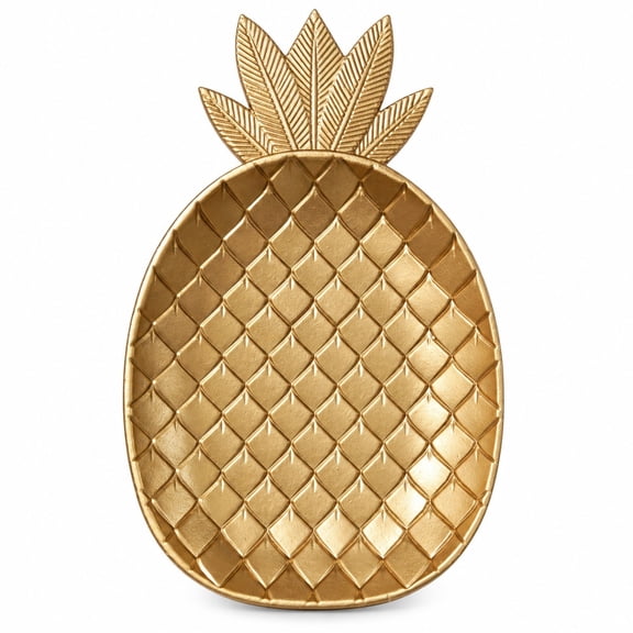 Wooden Pineapple Serving Tray, 11.81 Inch Decorative Gold Fruit Tray for Snacks, Jewelry, Keys and Tabletop Decor