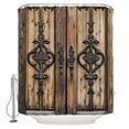 thumbnail image 1 of Wooden Plank Shower Curtains for Bathroom Waterproof Fabric Bath Curtains Decor Bath Tub Curtain Rustic Farmhouse Brown Black Barn Door Decorative Shower Curtain Sets with 12 Hooks, 72x72 Inch, 1 of 6