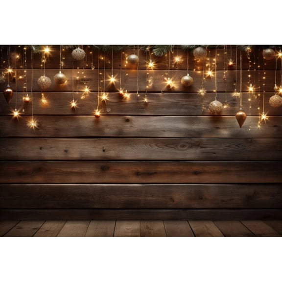 Wooden Plank Tile Wall Decorative Backdrop Brown Light Bulb Stars Glitter Background Customized Photo Studio Shooting Supplies