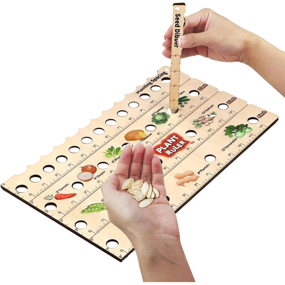 Wooden Plant Spacing Ruler for Seed and Garden Use