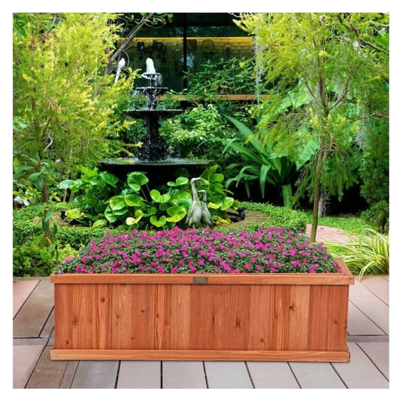 Wooden Planter Box - 40" Outdoor Indoor Plant Container, Fir Wood Garden Window Box, Long Narrow Flower Box, Lightweight Portable Plant Pots
