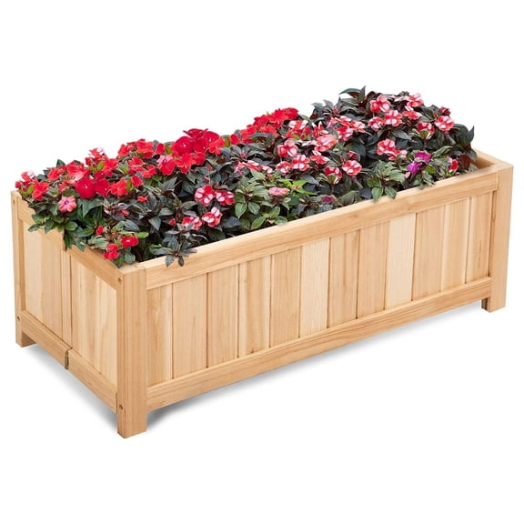 Wooden Planter Garden Bed, Folding Planter Box with Drainage Holes for Vegetables, , Fruits & Flowers, Outdoor Indoor Raised Planting Bed for Patio, Backyard, Lawn, 27.5"L x 12"W x 10"H