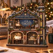Wooden Plaque Christmas Architect Studio Blueprint, Desk Display Gift for Architects
