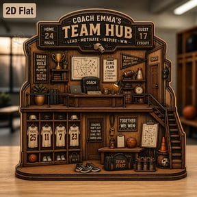 Wooden Plaque Coach Team Hub Wood Shelf Sitter for Coach Office Gift