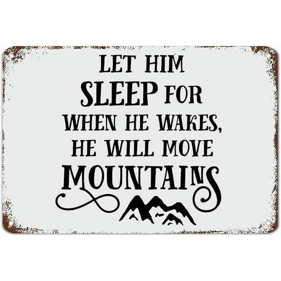 Wooden Plaque Let Him Sleep for When He Wakes Sign Boy Signs with Sayings Metal Sign Motivational Wall Art Rustic Wall Decorations for Living Room Kitchen Wall Hanger Retro Decoration Sign 8x12 inch