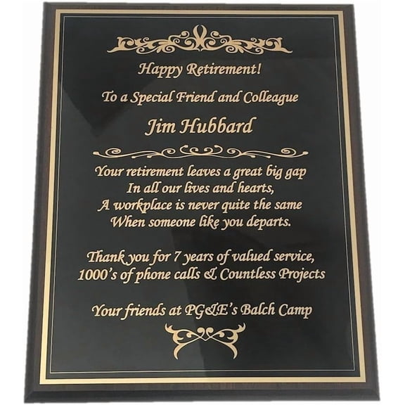 Wooden Plaque, Retirement, achievement award, sports, Customized, Engraving included
