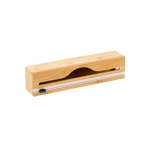 Wooden Plastic Wrap Cutter 2 In 1 Wall Mount and Countertop Kitchen Organizer Box for Tin Foil and Baking Paper A