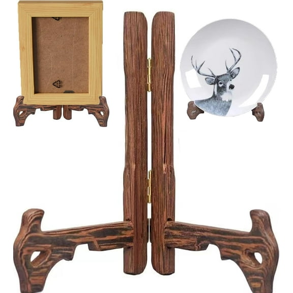 Wooden Plate Display Stand - Decorative Holder for Tabletop, Cookbook, Photo & Book - 3 Inch, 1 Pack