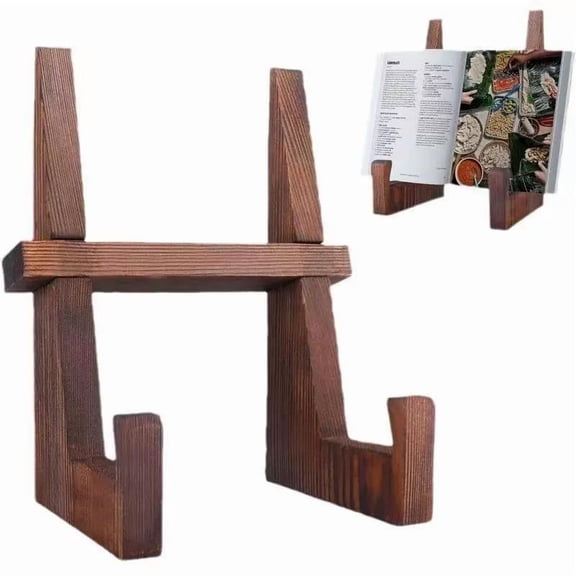 Wooden Plate Stand for Display, Picture Frame Holder Easel, Tabletop Decorative Stand, 8.8" Tall, Solid Wood