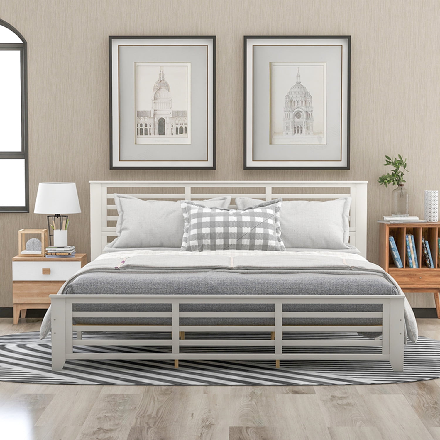 Wooden Platform Bed King Size Platform Bed Frame with