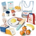 thumbnail image 1 of Wooden Play Food Sets, Play Kitchen Accessories Kids Cutting Pretend Play Fake Food Toys for 3 4 5 6 7 Years Girls Boys Toddlers Toys, 1 of 8