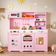 thumbnail image 1 of Wooden Play Kitchen for Kids, Pretend Toy Kitchen Set with Realistic Lights & Sounds, Versatile Storage, Fun Accessories, Perfect Gift for Ages 3+, Pink, 1 of 10