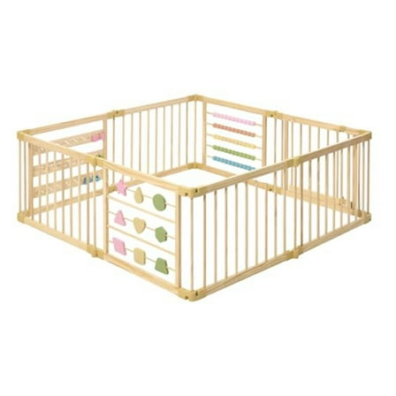 Wooden Foldable Baby Playpen 8-Panel Extra Large