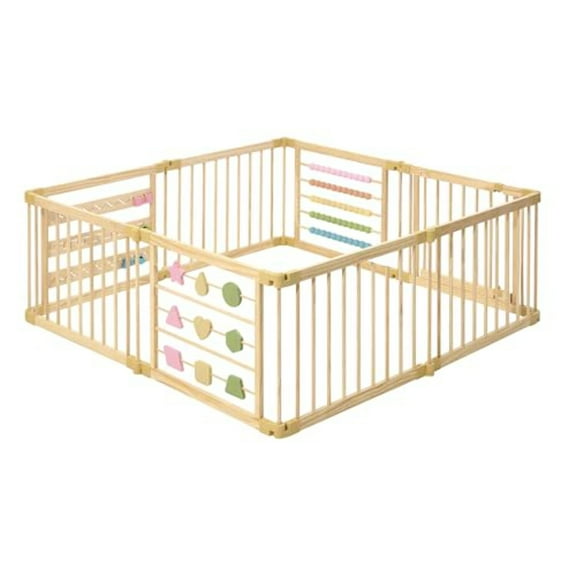 Wooden Foldable Baby Playpen 8-Panel Extra Large