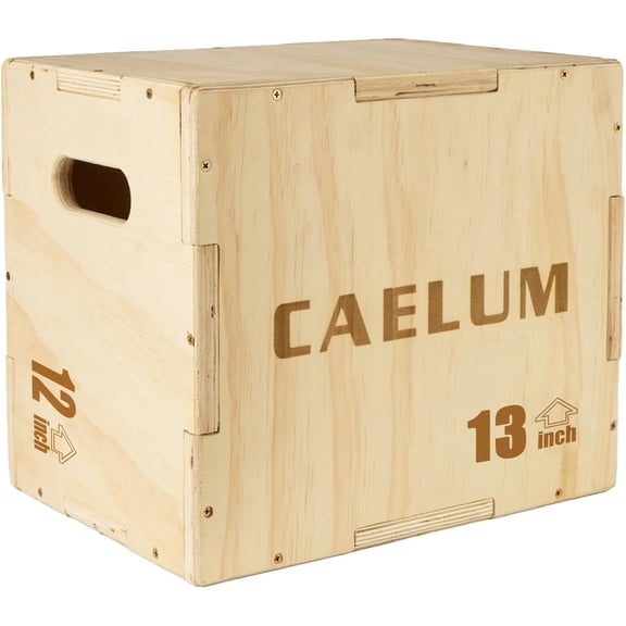 Wooden Plyometric Jump Box, 3-in-1 Plyo Box for Home Gym, Fitness & Strength Training 12"x13"x16"