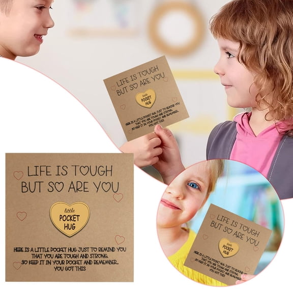 Wooden Pocket Token Gift for Friend to Cheer Up and Show Support Handwritten Card Included Size 1.38 x 1.38 Inch Friendship Keepsake for Encouragement and Thinking of You