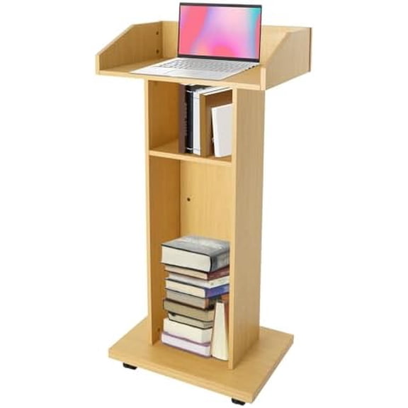 Wooden Podium Stand, Portable Pulpit Standing for Lectern Presentation Church, Pulpit with Wooden Heavy Base for Church Office School Conference Restaurant Meeting, Oak$$Office