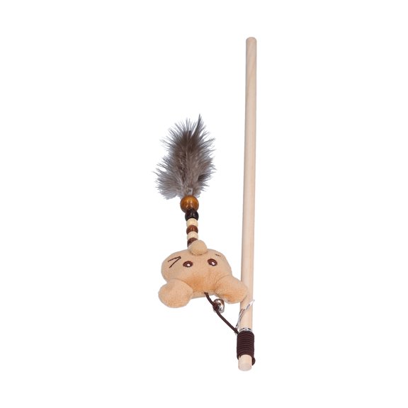 Wooden Pole Funny Cat Stick Cute Cartoon Mouse Plush Vocalize Interactive Cat Feather Toys with Bells