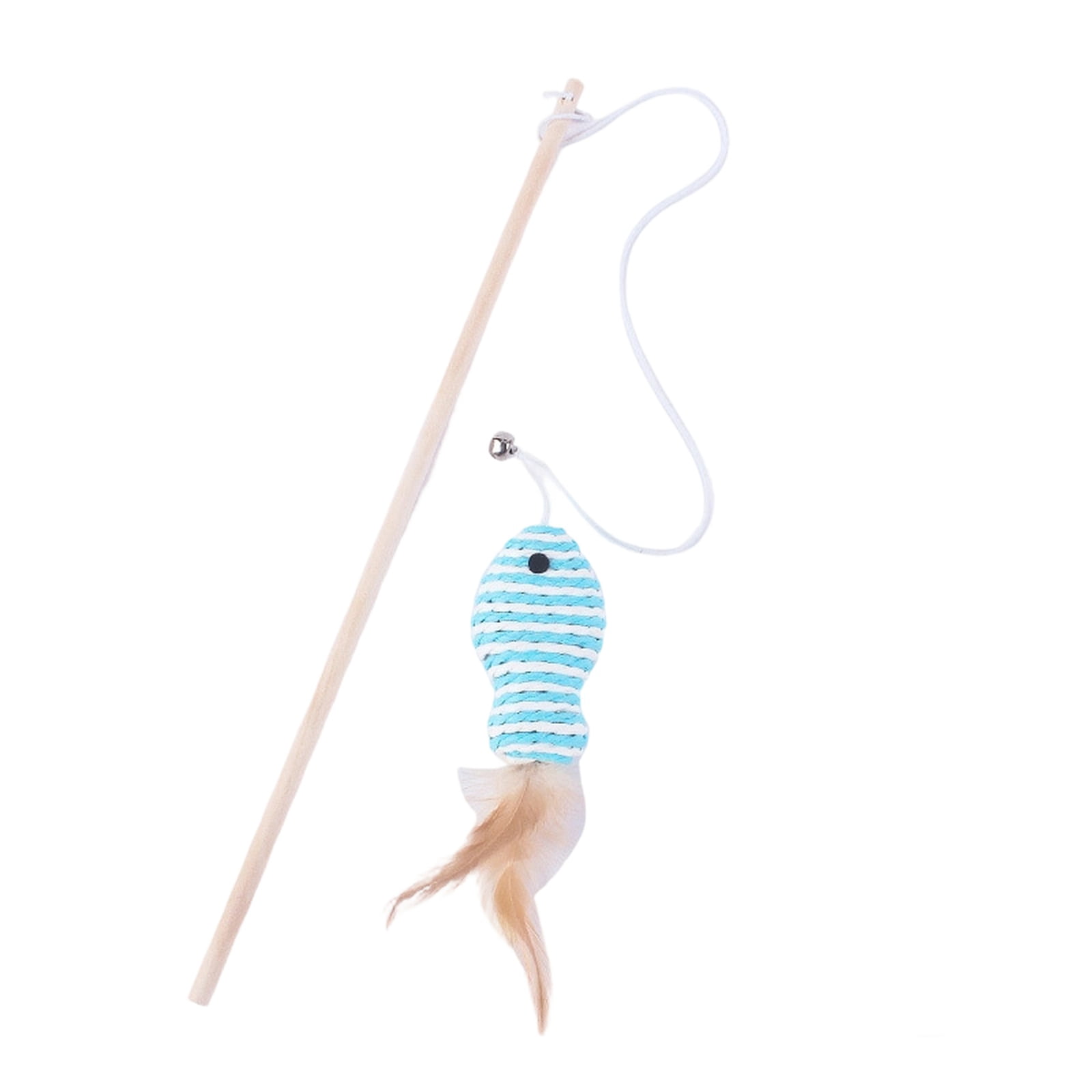 Wooden Pole Teaser Wand Paper Rope Fish Interactive Resistant Toy ...