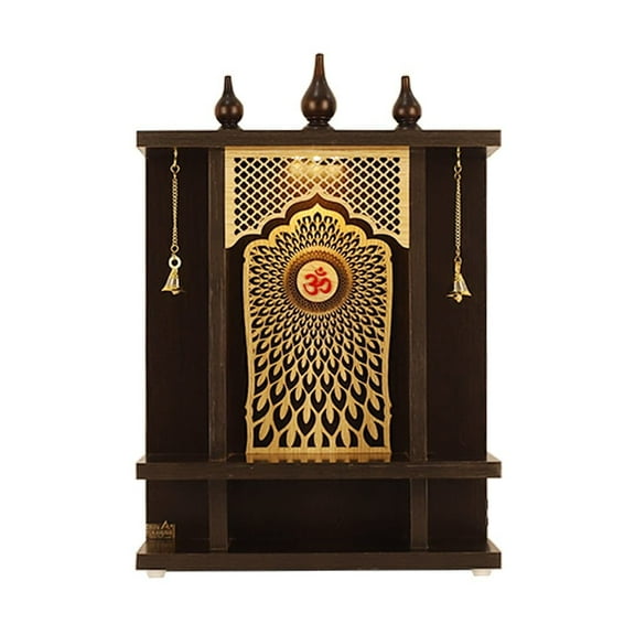 Wooden Pooja Mandir Temple For Home And Office / Pooja Temple With LED Lights / Wall Hanging Pooja Temple / Pooja Darbar / Hindu Temple