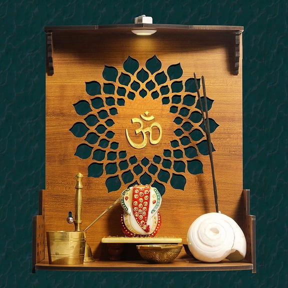 Wooden Pooja Mandir for Home/Temple for Home and Office/Puja Mandir for Home and Office Wall with LED Spot Light/ Wall Hanging Mandir