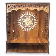 Wooden Pooja Mandir for Home / Temple for Home and Office/Puja Mandir for Home and Office with LED Spot Light H- 18, L- 16, W-8.75 Inch