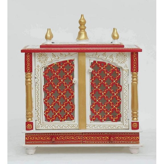 Wooden Pooja Temple For Home And Office / Mandir With Doors / Temple For Home / Wall Hanging Mandir / Mandir With Cabinets And Storage