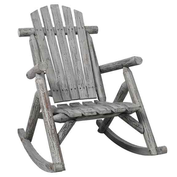 Wooden Porch Rocker Chair,Durable Wooden Porch Rocker Chair,Fir log Rocking Chair,Patio Rockers for Outside,Garde.Light Gray Color