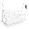 thumbnail image 1 of Fortune Candy 2 Seater Wooden Porch Swing with Ergonomic Seat, Heavy Duty 880 lbs, 4.5 ft, White, 1 of 7