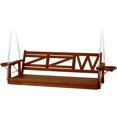 thumbnail image 1 of Wooden Porch Swing with Chains & Upgraded Cupholders Outdoor Patio Swing Bench for Garden & Backyard & Balcony, 1 of 7