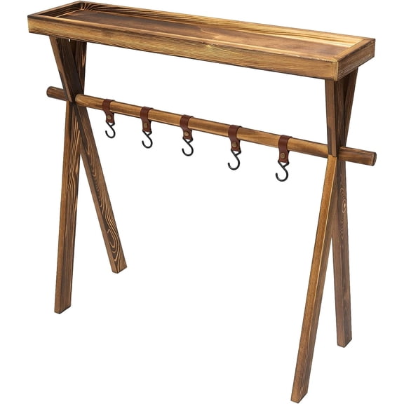 Wooden Portable Picnic Table Lightweight Wine Picnic Tables Original Wood Color Picnic Rack Beechwood Shelf for Storage Outdoor Kitchen RV for Picnic BBQ Home Storage