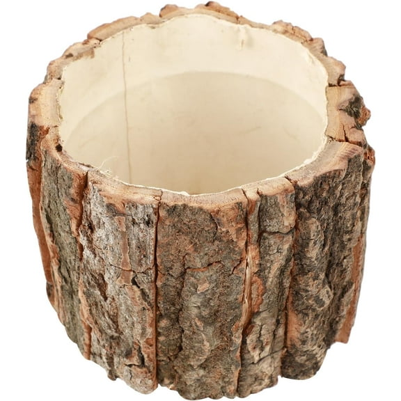 Wooden Pot Bark Vase Rustic Country Style Planter Farmhouse Plant Vase Container Arrangement Vase 10x10x10cm Brown