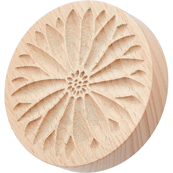 Wooden Pottery Tool Flower Pattern Wooden Clay Stamp for DIY Creation Clay Tool Clay Pottery Tool 2.56inch White