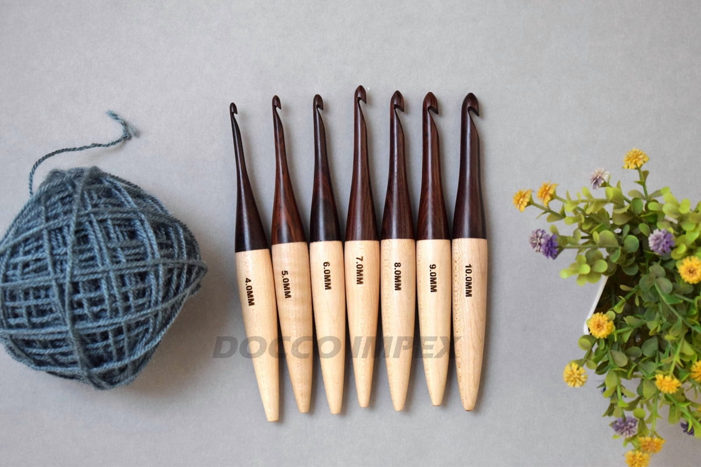 Wooden Premium Crochet Hooks Set of 7 - 4 mm to 10mmYarn Craft Knitting Needle | Wooden Needle Crochet Hooks (Mix Wood)