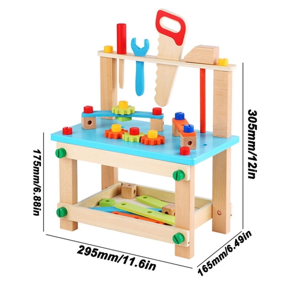 Wooden Pretend Play Workbench, Simulation Tool Bench with Wrench and Screwdriver, Educational Construction Set for Imaginative Play, Skill Building Activity for Creative Playtime