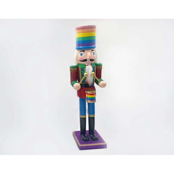 Wizardi Wooden Nutcracker Pride Drummer F07M6-10 Purple Stand