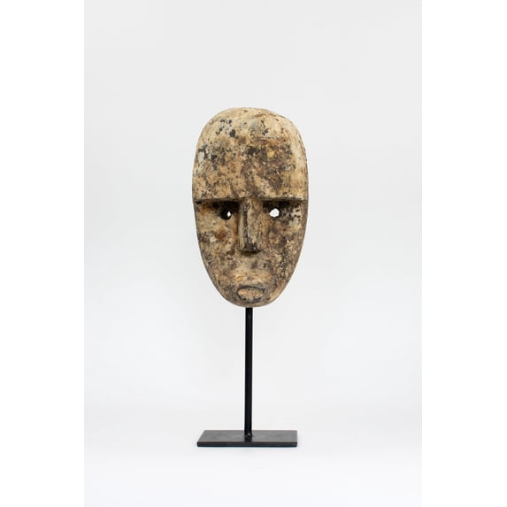 Wooden Primitive Tribal Timor Ancestral Mask on Stand Statue Hand Carved Sculpture Handmade Figurine Gift Home Decor Accent Handcrafted Decoration