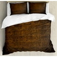 thumbnail image 1 of Wooden Print Duvet Cover Set, Old Vintage Antique Timber Oak Background Rustic Floor Artisan Photo, Decorative 3 Piece Bedding Set with 2 Pillow Shams, Queen Size, Chestnut and Brown, by Ambesonne, 1 of 3