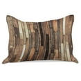 thumbnail image 1 of Wooden Print Knitted Quilt Pillowcover, Brown Old Hardwood Floor Plank Grunge Lodge Garage Loft Rural Natural Graphic, Standard King Size Pillow Cover for Bedroom, 30" x 20", Brown, by Ambesonne, 1 of 2