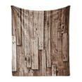 thumbnail image 1 of Wooden Print Soft Flannel Fleece Blanket, Vintage Barn Shed Floor Wall Planks Sepia Art Old Natural Plywood Lodge Image, Cozy Plush for Indoor and Outdoor Use, 50" x 70", Grey Brown, by Ambesonne, 1 of 6