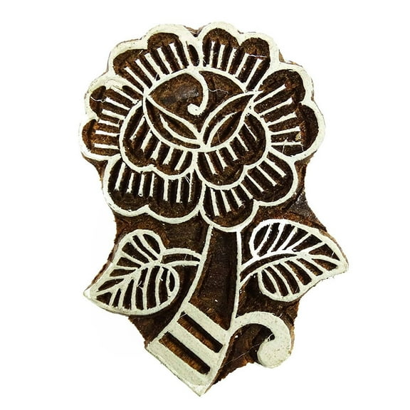 Wooden Printing Block Floral Design Textile Hand Carved Printer Stamp