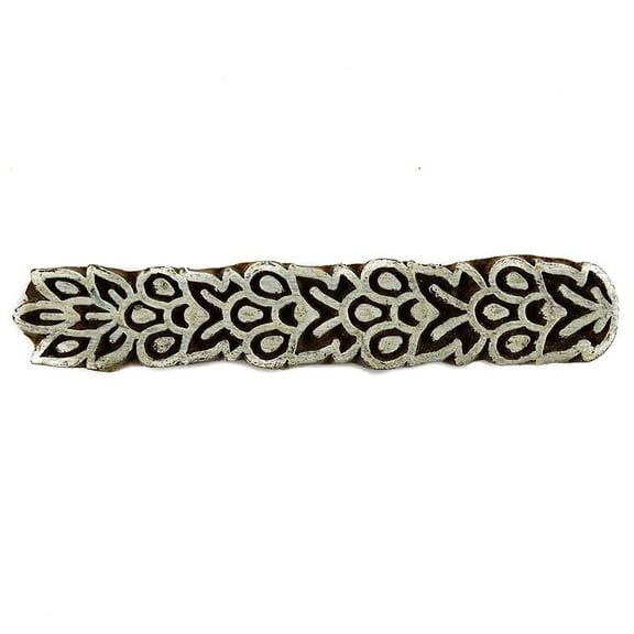 Wooden Printing Block Floral Pattern Wood Block Handcarved Printer Stamp