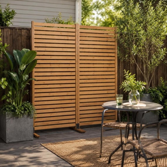 Wooden Privacy Screen, 36 W X 76 H, Outdoor Freestanding Wood Divider ...