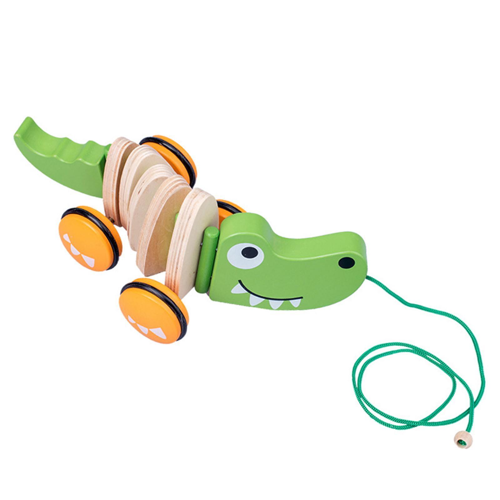 Wooden Pull Along Toy Wooden Wheel Animal Toy Fine Motor Skill Easy to