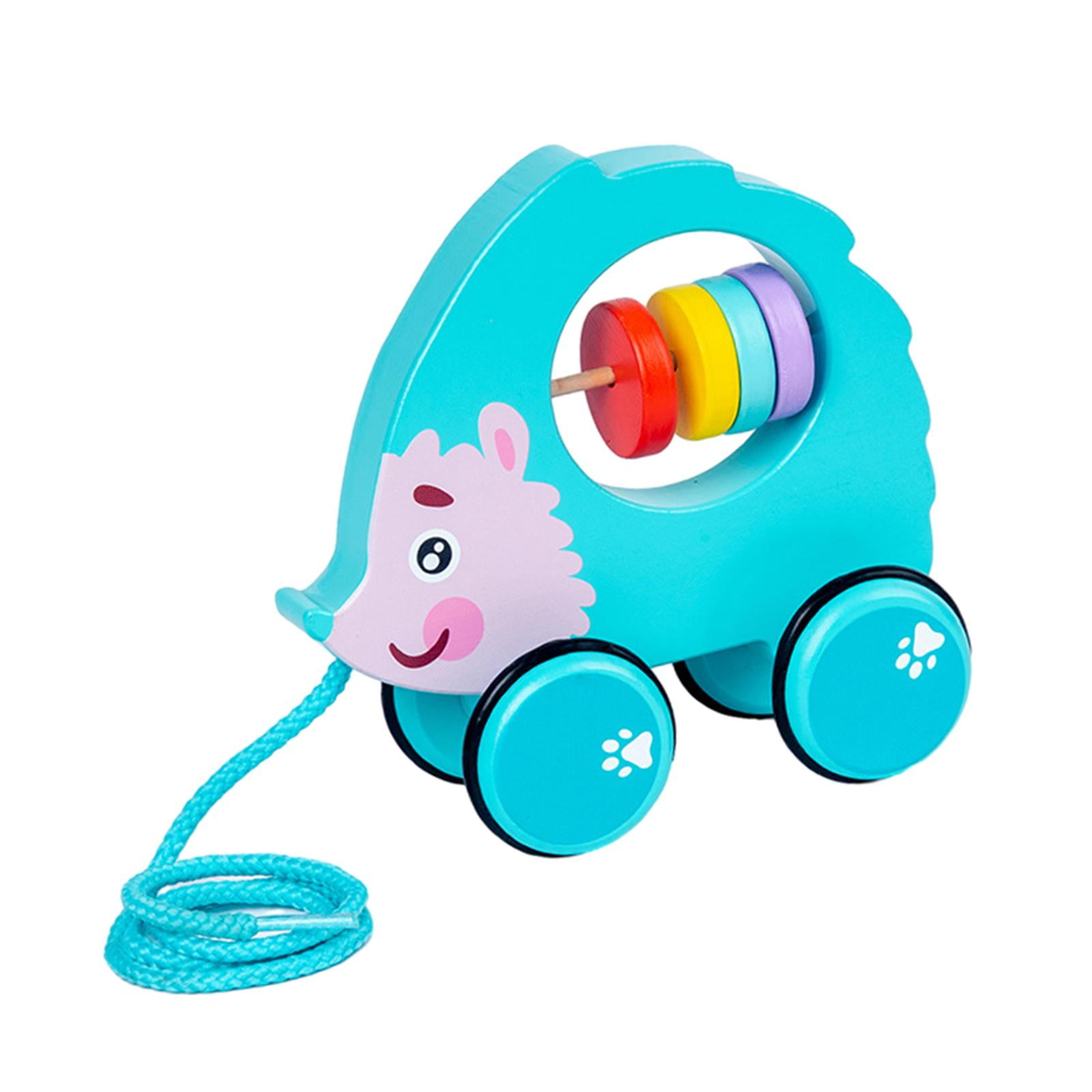 Wooden Pull Along Toy Wooden Wheel Animal Toy Fine Motor Skill Easy to