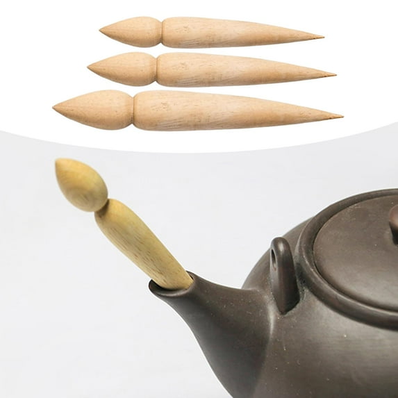 Wooden Punch Spout Modifier Artworks DIY Pot Making Clay Double Ended Pottery Teapot Spout Maker for Ceramic, Spout Trimming, Kids Adults, Beginners 3Pcs