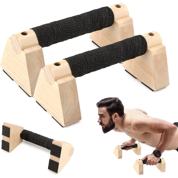 Wooden Push Up Bars, Parallettes Bars for Calisthenics, Wood Calisthenics Equipment for Handstand Training, Push Up Handles for Floor Exercise Home Workout for Men Women